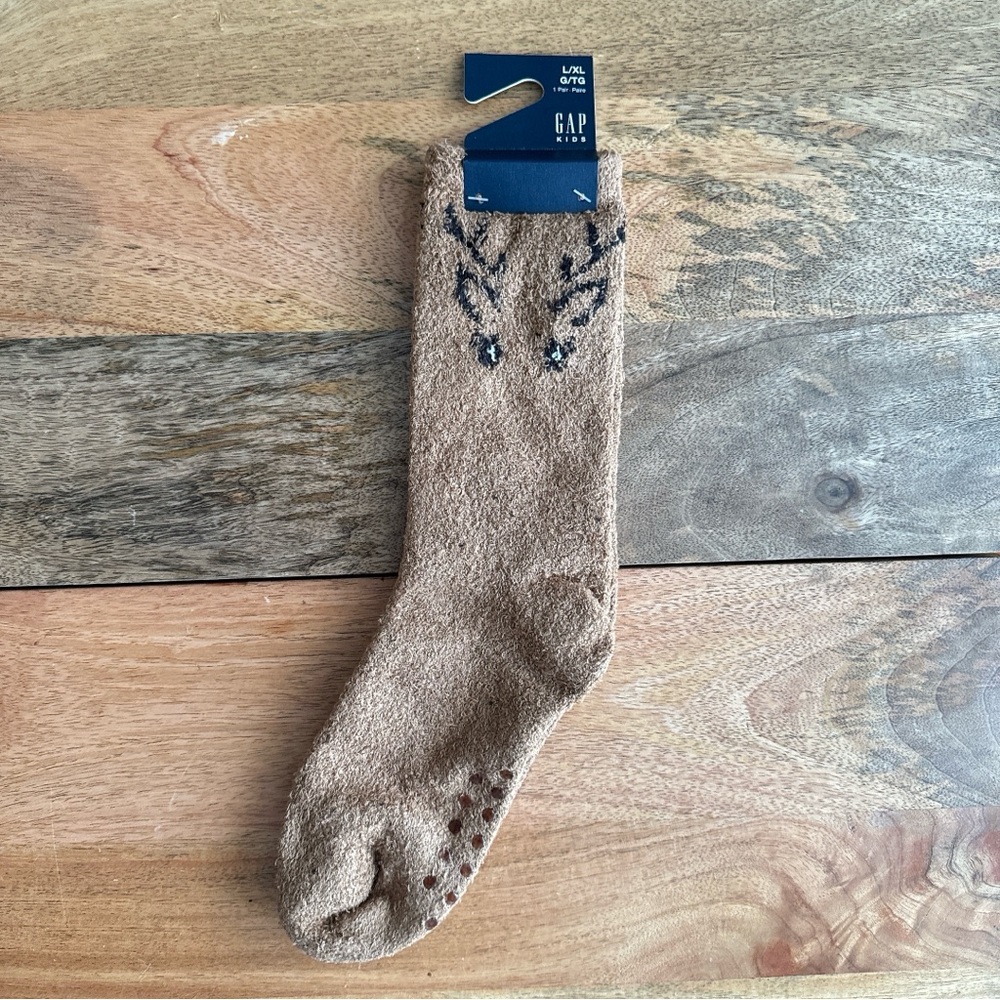 $2 Gap Socks L/XL fuzzy kids socks reindeer